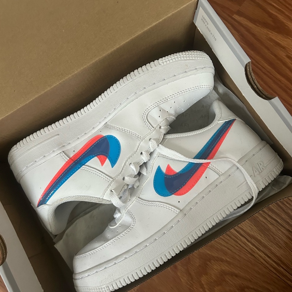 Kids White and Blue Sneakers